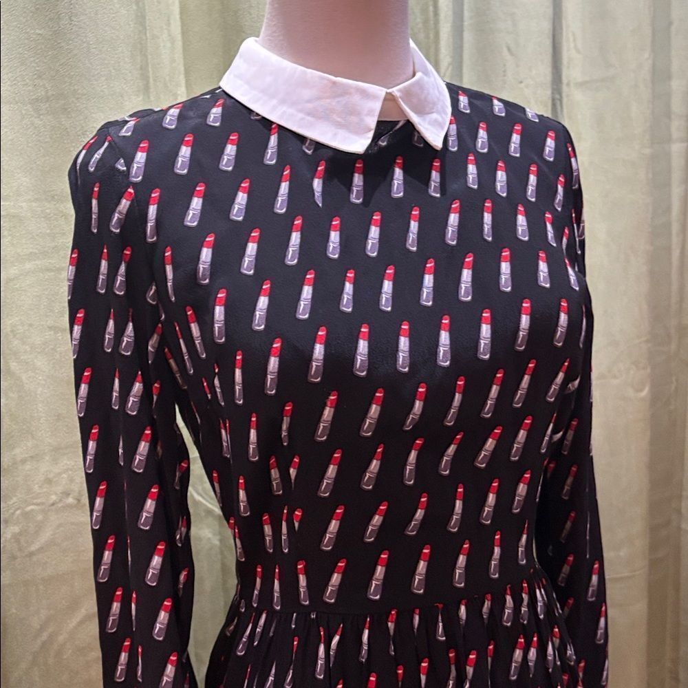 Forever 21 lipstick 💄 print Long Sleeve Dress, S - Picture 4 of 11